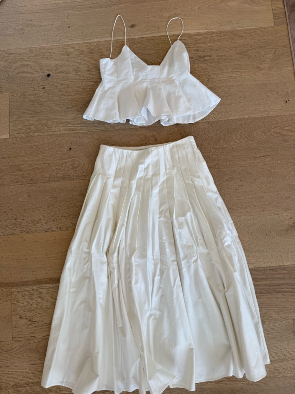 Zara Summer White Pleated Midi Skirt - Classic Women's Skirt Size Small
